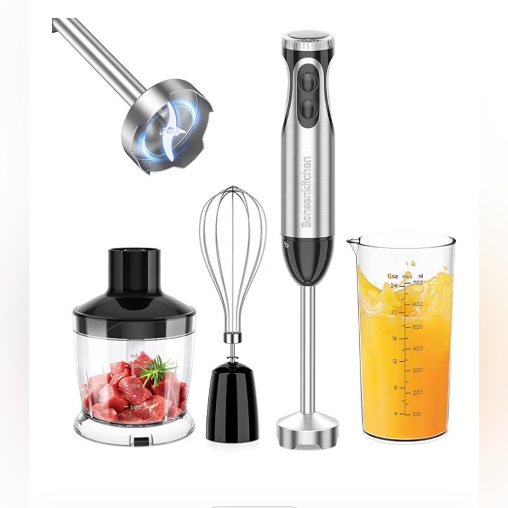 Bonsenkitchen Immersion 20-Speed, Multi-Attachment 4in1 Hand Blender HB3203 NWT